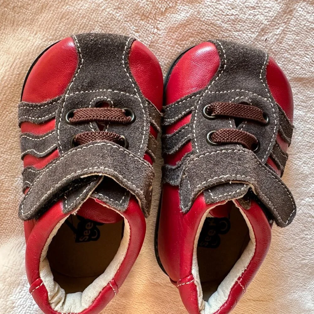 See Kai Run Leather Shoes Baby Size 3 Red Brown EUC